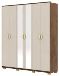 Guarda Roupa Casal 203cm Com Espelho Leo Imbuia/Fendi V02 - Mpozenato