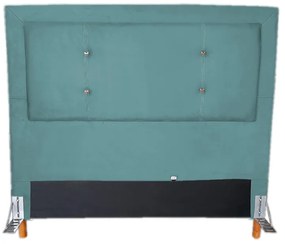 Cabeceira com Calçadeira Baú Solteiro 90cm Caribe Suede Turquesa - Sheep Estofados - Água