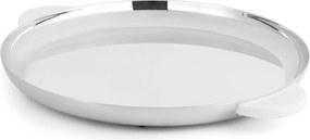 Bandeja Redonda Pequena Volupté Prata C/ - Resina Branca  Resina Branca