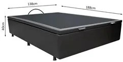 Base Box Baú para Cama Casal 138x188cm Liz S05 Sintético Preto - Mpoze