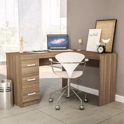 Mesa Para Escritório Escrivaninha 3 Gavetas Fênix Castanho - Politorno