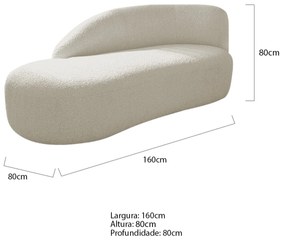 Divã Recamier Curvo Luna 160cm Lado Esquerdo Bouclé - ADJ Decor