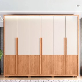 Guarda Roupa Casal Space com 6 Portas de Bater 4 Gavetas e Led MDP Freijo/OffWhite G11 - Gran Belo