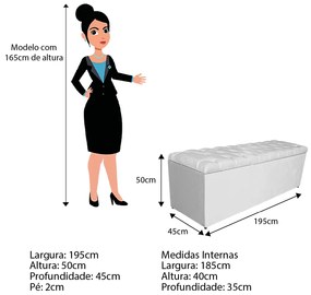 Calçadeira Estofada Liverpool 195 cm King Size Suede Branco - ADJ Decor
