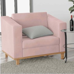 Poltrona Decorativa Europa Linho Rosê ADJ Decor