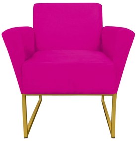 Poltrona Dora Suede Base Metálica Dourado D'Rossi - Pink