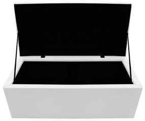 Recamier Baú Estofada Mel 90 cm Solteiro Com Capitonê  Suede Branco - ADJ Decor