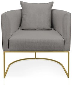 Poltrona Paola Corano Preto com Linho Base Metálica Dourado D03 - D'Rossi - A26 Grafite