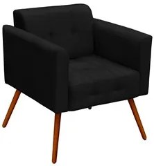 Poltrona Decorativa Pés Palito Ana Suede Preto - Ibiza