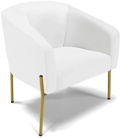 Cadeira Sala de Jantar Pé de Ferro Dourado Stella Sintético D03 - D'Rossi - Branco