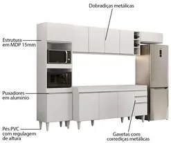 Armário de Cozinha Modulada 5 Peças CP16 Balcão Branco - Lumil