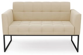 Sofá Namoradeira Elisa Suede Bege Base Metálica Industrial Preto - D'Rossi