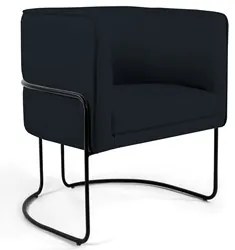 Poltrona Decorativa Base Aço Betina C-300 Veludo Preto - Domi