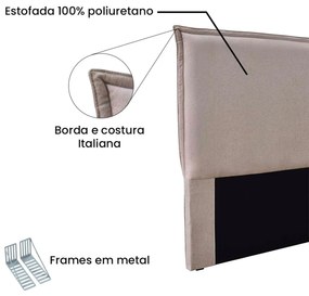 Cabeceira Estofada Nápoles 140cm Casal Linho - ADJ Decor