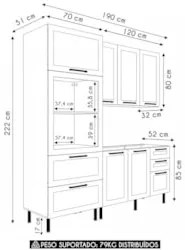 Armário Cozinha 3 Peças Balcão Com Pia CP4B Zaya Branco T01 - Mpozenat