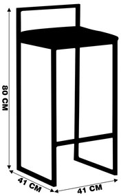 Kit 2 Banquetas Decorativa Jasmine Base Bronze Suede Marrom G41 - Gran Belo