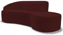 Sofá Living 3 Lugares 230cm Braço Esquerdo Mozart D06 Veludo Vermelho