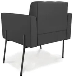 Poltrona Para Sala Pés Metálicos Preto Ana Sintético Preto - Ibiza