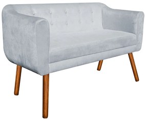 Kit 01 Namoradeira 02 Lugares e 01 Poltrona Julia Suede Cinza Pés Palito Castanho D'Rossi