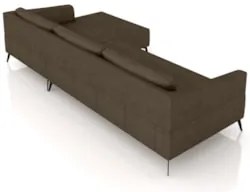 Sofá 4 Lugares 286cm Com Chaise Direito Eko Couro Castanho Z55 - Mpoze