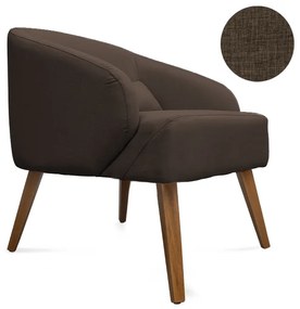 Kit 2 Poltronas Decorativas Lara Pés de Madeira Linho Marrom - Sheep Estofados - Marrom