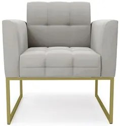 Poltrona Base Industrial Dourado Kit 2 Ana Veludo Cinza - Ibiza