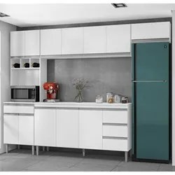 Cozinha Modulada 4 Peças Balcão com Tampo 160cm Andréia Branco - AJL M