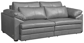 Sofá Decorativo Piece Bipartido Retrátil Sala de Estar 250cm Couro Cinza G58 - Gran Belo
