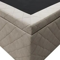 Base Box Baú para Cama Casal 138x188cm Liz S05 Suede Bordado Bege - Mp