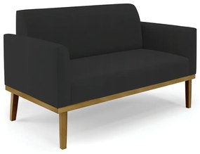 Poltrona Namoradeira Decorativa Isabella Pés Fixo em Madeira Castanho Veludo Preto G19 - Gran Belo