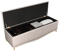 Calçadeira Baú King 195cm com Tachas Imperial Veludo J02 Bege - Mpozen