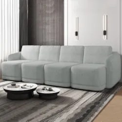 Sofá Cama Casal para Sala 316cm Polska Z08 Boucle Cinza Claro - Mpozen