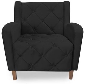 Poltrona Decorativa Munique Pés Palito Suede Preto - Sheep Estofados