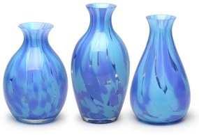Kit com 3 Vasinhos 65, 66 e 67 Multicor Azul e Água Marinha Murano Cristais Cadoro