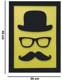 Quadro Decorativo Chapeu  Bigode 40x30  - D'Rossi