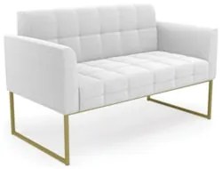 Sofá Namoradeira Base Industrial Dourado Ana Bouclé Off - Ibiza