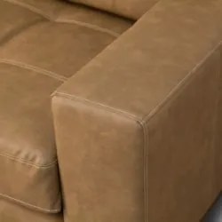 Sofá 3 Lugares Para Sala Living 240cm Ronie L08 Couro Camel  - Mpozena
