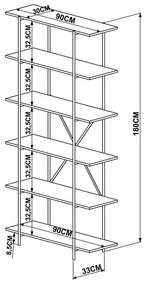 Estante Livros Multifuncional 6 Prateleiras - Vermont Preto