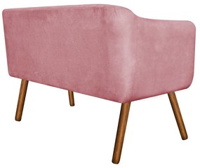 Namoradeira 02 Lugares Julia Suede Rose com Strass 140 cm Pés Palito Castanho - D'Rossi