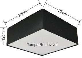 Plafon Quadrado Md-3000 Cúpula em Tecido 25x25x12cm Preto - Bivolt