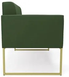 Sofá Namoradeira e 1 Poltrona Base Industrial Dourado Ana Suede Verde