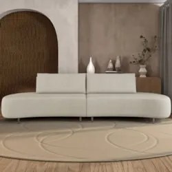 Sofá 4 Lugares 240cm Orgânico Pé Ferro Nagai Linho Cru Z55 - Mpozenato