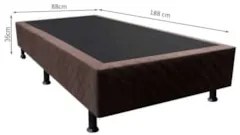 Base Box para Cama Solteiro 88x188cm Liz S05 Suede Bordado Marrom - Mp