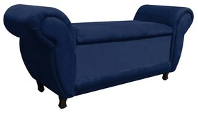 Recamier com Baú Itália Namoradeira Calçadeira Suede - D'Rossi - Azul Marinho