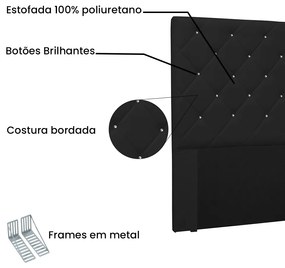 Cabeceira Tania Para Cama Box Casal 140 cm Corino  - D'Rossi - Preto