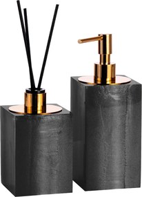 Conjunto Banheiro Duo Quadrado Resina - Chumbo - Gold  Chumbo - Gold