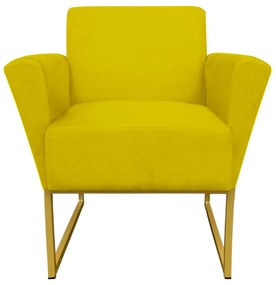 Poltrona Dora Suede Base Metálica Dourado D'Rossi - Amarelo