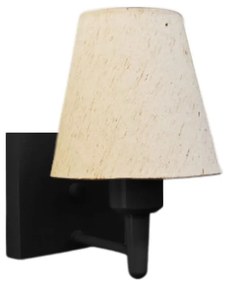 Arandela Quadrada Md-2034 Preto Cúpula em Tecido Cone Linho Bege - Bivolt
