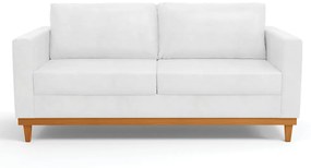 Sofá 03 Lugares Juliette Corano Base Madeira Castanho - D'Rossi - Branco