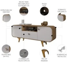 Rack Bancada Para TV 55 Pol 156cm Demi Cinamomo/Off B02     - Mpozenat